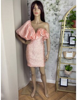 Sukienka mini na jedno ramię z teksturowanego materiału